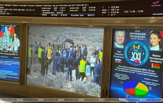 Фото: Александр Лукашенко поздравил экипаж корабля "Союз МС-24" с успешной посадкой