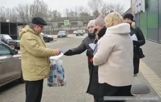 Фото: Участники пикета в поддержку пяти кандидатов в депутаты раздавали листовки около ТЦ «Грин» в Советском районе