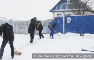 Фото: В Гомеле молодёжь помогает пожилым справиться с непогодой 