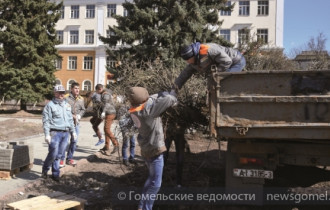 Фото: Молодёжь Гомеля участвует в реконструкции памятника