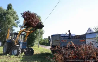 Фото: На субботнике в филиале «Автобусный парк № 6» задействованы трактор «Амкодор» и самосвал