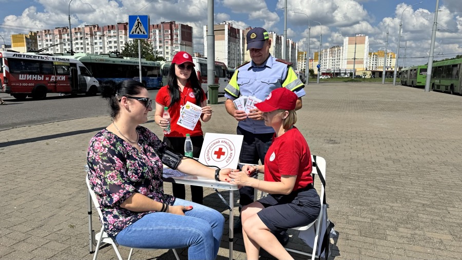 Фото: ГАИ и Красный Крест провели профилактическую акцию «Внимание, жара!»